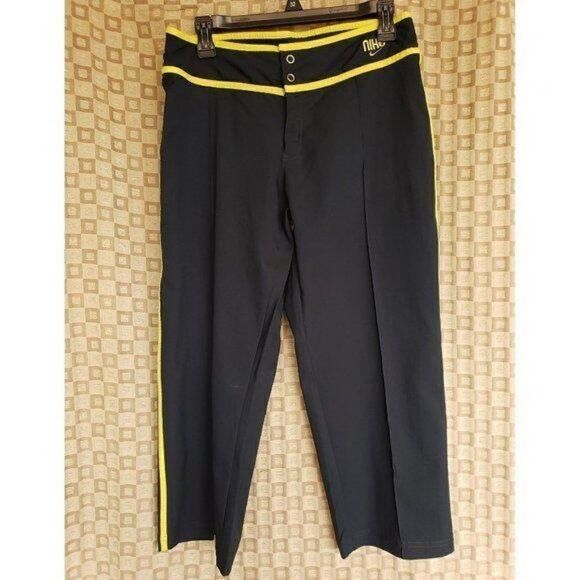 Nike Women's Golf Casual Capri Cropped Pants Navy Yellow Small NWOT - Picture 2 of 8